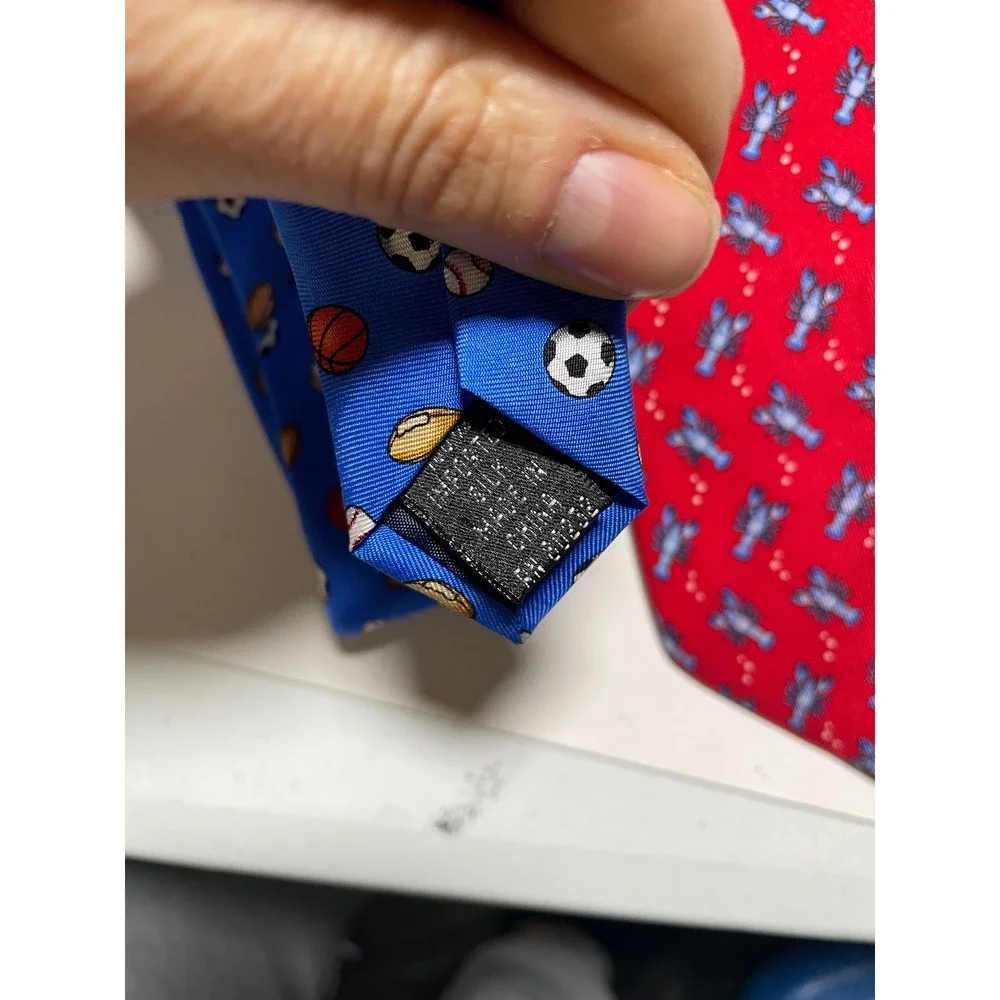 Talbots Kids Silk Necktie Bundle Boys OS Blue Red Sports Lobster Preppy Ties